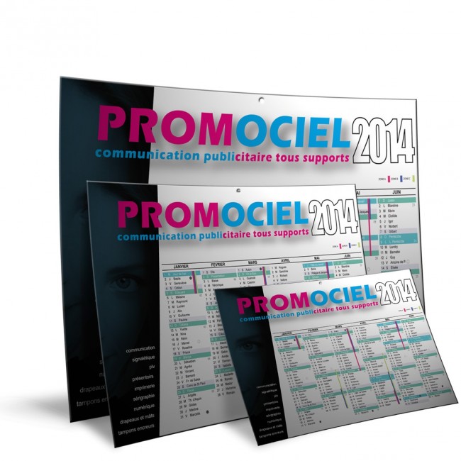 Vente en ligne de calendriers personnalisables chez Promociel Différents formats de calendriers personnalisés en vente chez Promociel