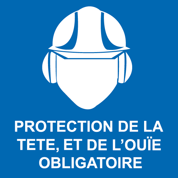 Panneau protection de la t&ecirc;te et de l'ouie obligatoire - Promociel
