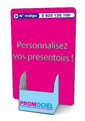 Présentoir bac 215 personnalisé 1 face les 10 ex - Promociel