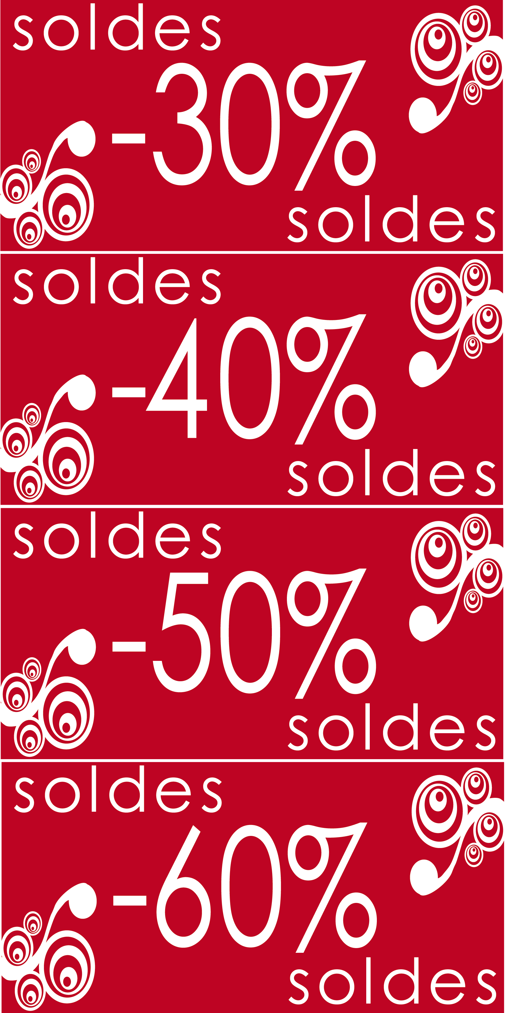 Set affiches soldes baroque pourcentage - Promociel