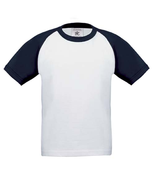 T-shirt baseball kids blanc et bleu - Promociel