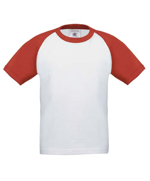 T-shirt baseball kids blanc et rouge - Promociel