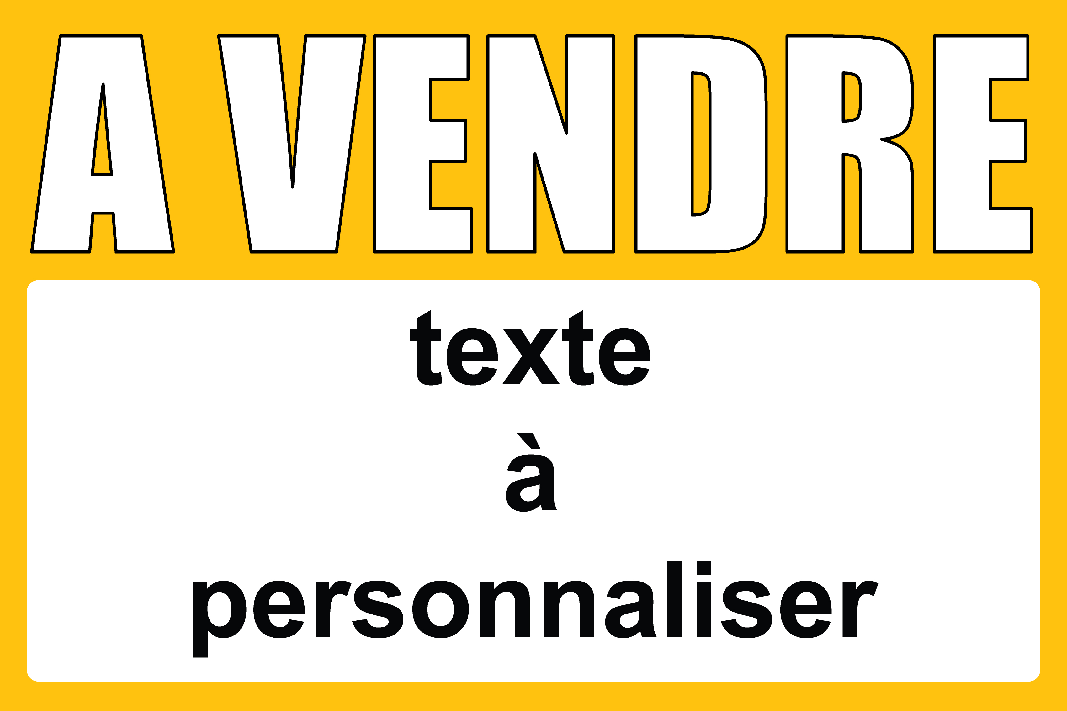 Panneau à vendre 120 x 80 cm jaune à personnaliser - Promociel