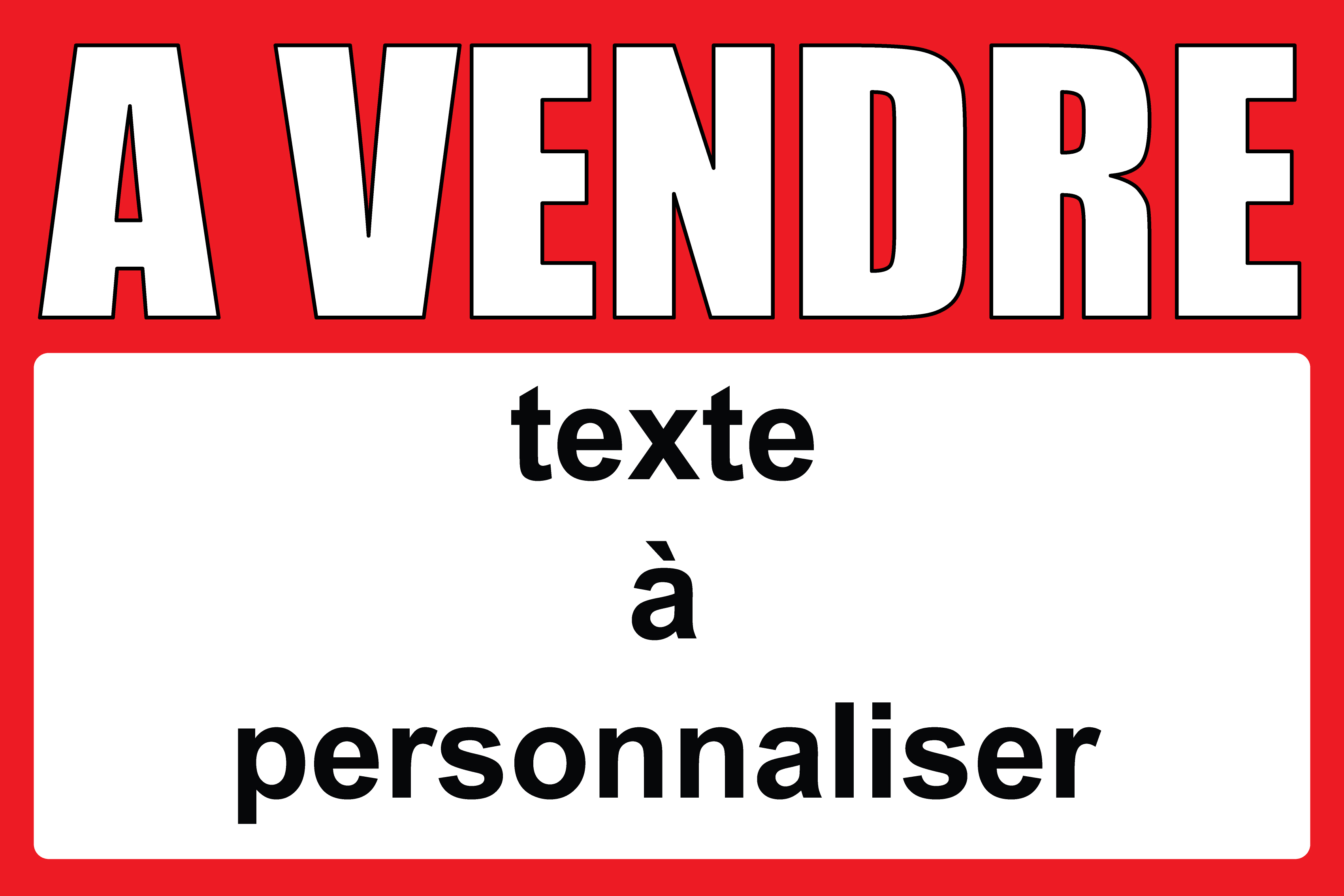 Panneau à vendre 120 x 80 cm rouge à personnaliser - Promociel