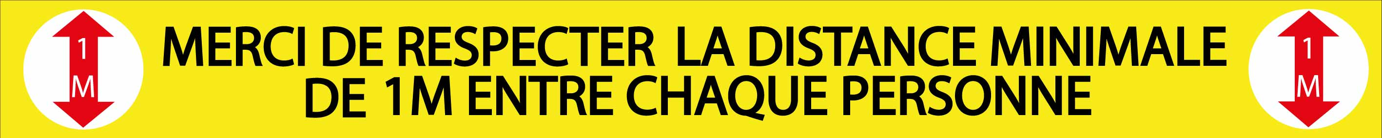 Bande de sol distance covid-19 jaune et noir - Promociel