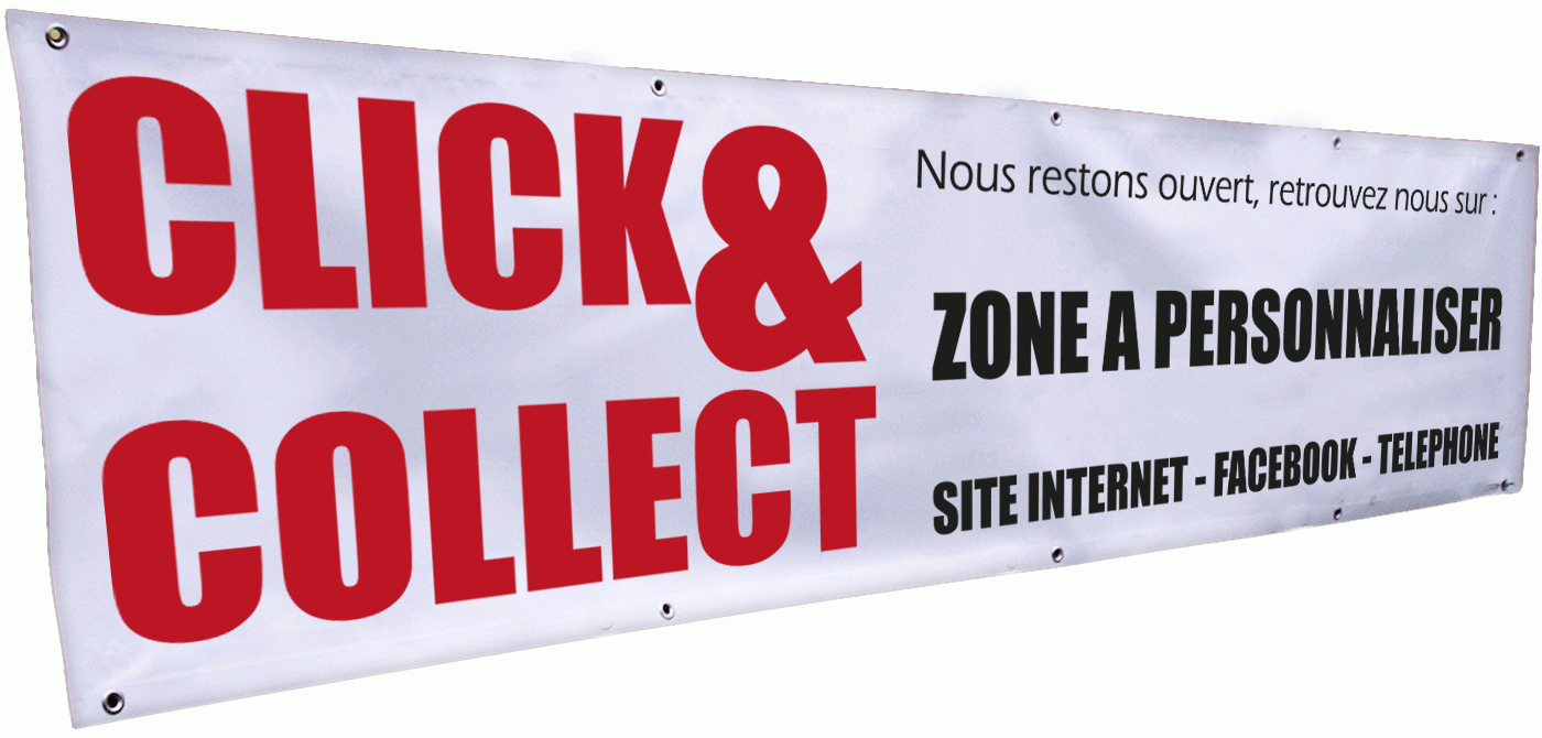 Banderole click & collect 3 x 0.8 m &agrave; personnaliser - Promociel
