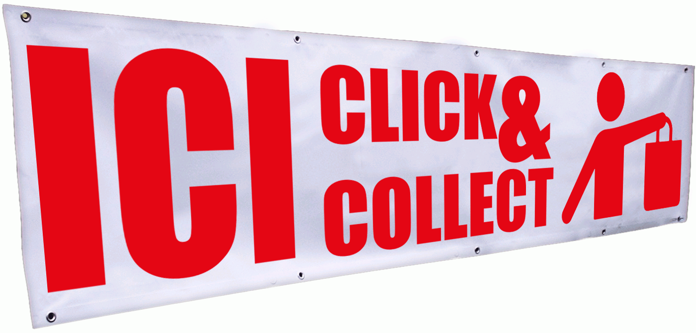 Banderole ici click & collect 3 x 0.8 m - Promociel