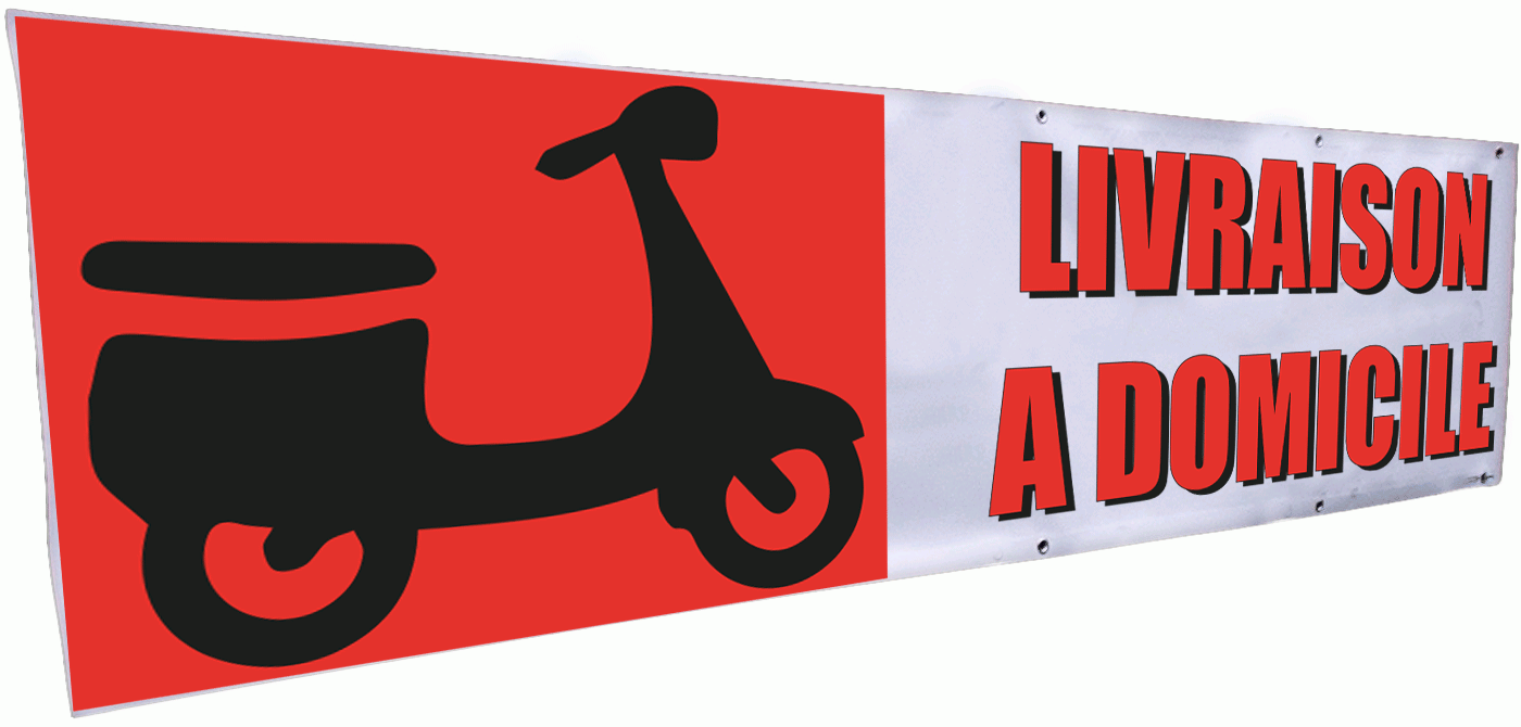 Banderole livraison &agrave; domicile 3 x 0.8 m - Promociel