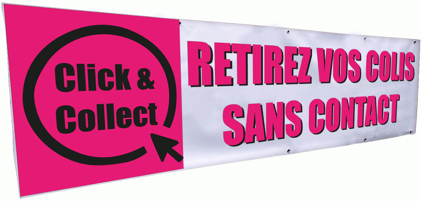 Banderole retirez vos colis sans contact 3 x 0.8 m - Promociel