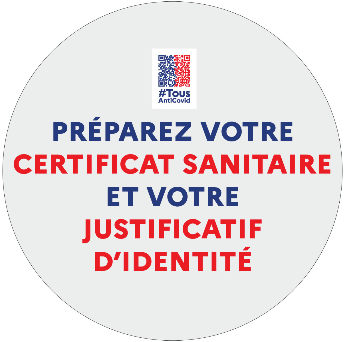 Autocollant préparez votre certificat sanitaire et votre justificatif d'identité - Promociel