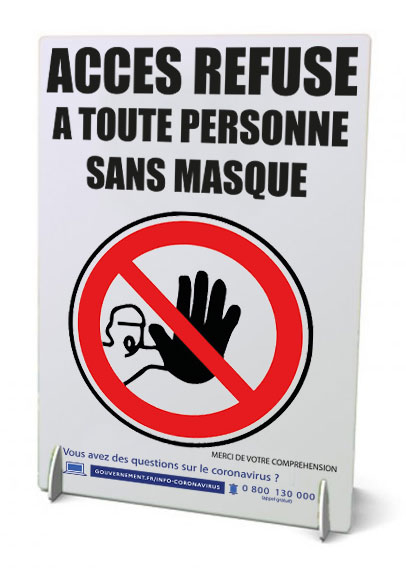Chevalet a4 de comptoir accès refusé sans masque coronavirus - Promociel