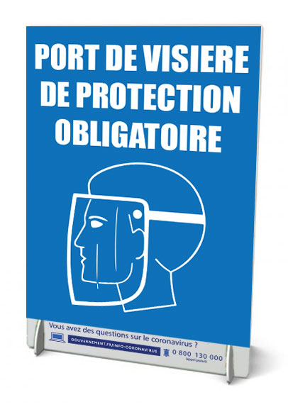 Chevalet a4 de comptoir port de visière de protection obligatoire - Promociel