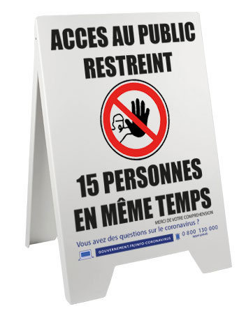 Chevalet 100 x 55 cm de sol accès au public restreint 15 personnes - Promociel