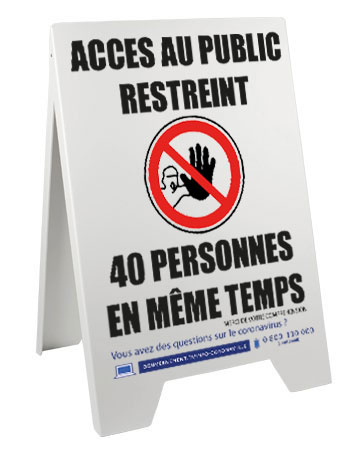 Chevalet 100 x 55 cm de sol accès au public restreint 40 personnes - Promociel