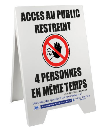 Chevalet 100 x 55 cm de sol accès au public restreint 4 personnes - Promociel