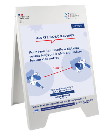 Chevalet 100 x 55 cm de sol distance à plus de 1 m coronavirus - Promociel