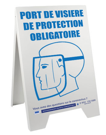 Chevalet 100 x 55 cm de sol port de visière de protection obligatoire - Promociel