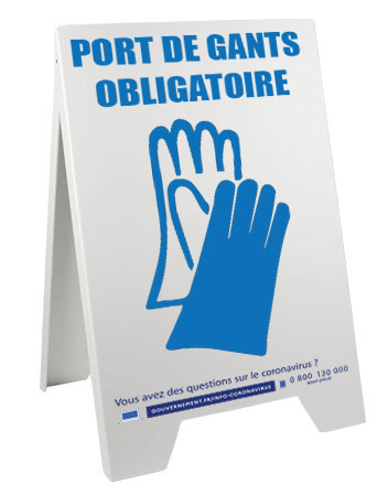 Chevalet 100 x 55 cm de sol port de gants obligatoire - Promociel