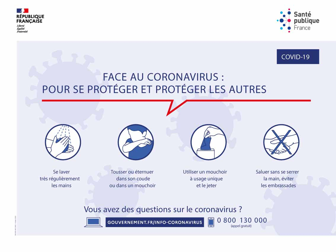 Panneau coronavirus covid-19 officiel 40 x 30 cm pvc - Promociel