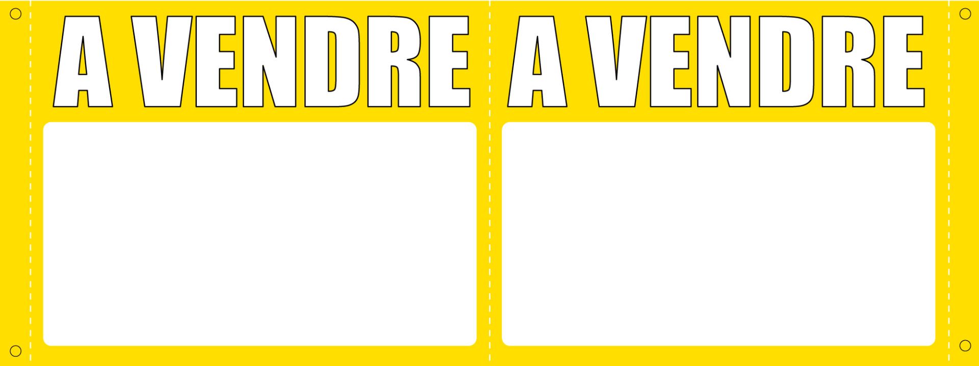 Panneau à vendre double V 75 x 60 cm jaune à personnaliser