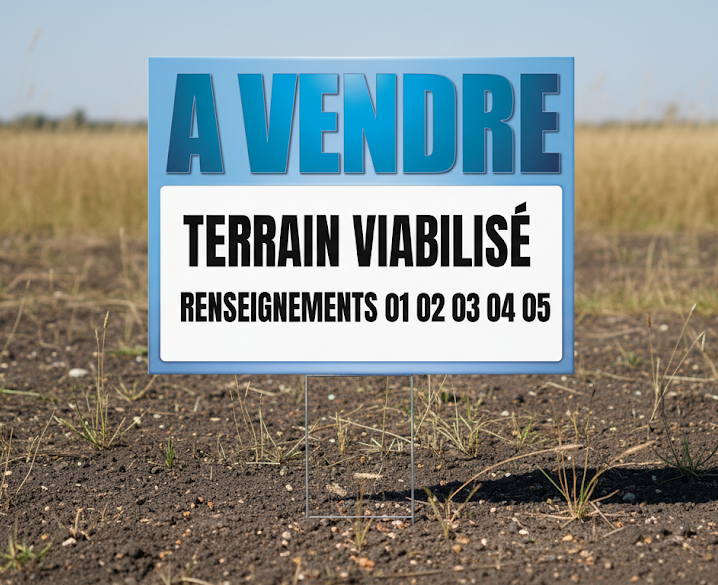 Panneau a vendre 60 x 80 cm azur planté dans la terre