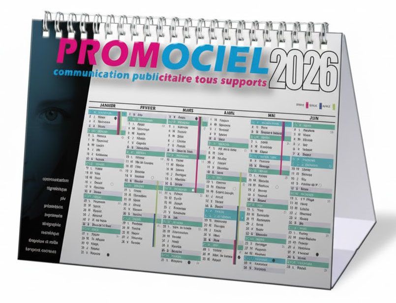 Configurateur en ligne chevalets calendriers Promociel Interface module personnalisation en ligne Promociel avec aperçu 3D chevalet calendrier personnalisé temps réel