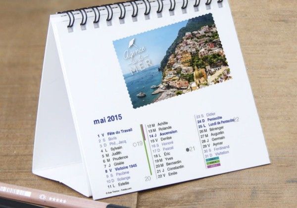 Collection calendriers publicitaires 2026 Promociel Page d'un calendrier publicitaire Promociel 2026 muraux bancaires chevalets personnalisés formats variés