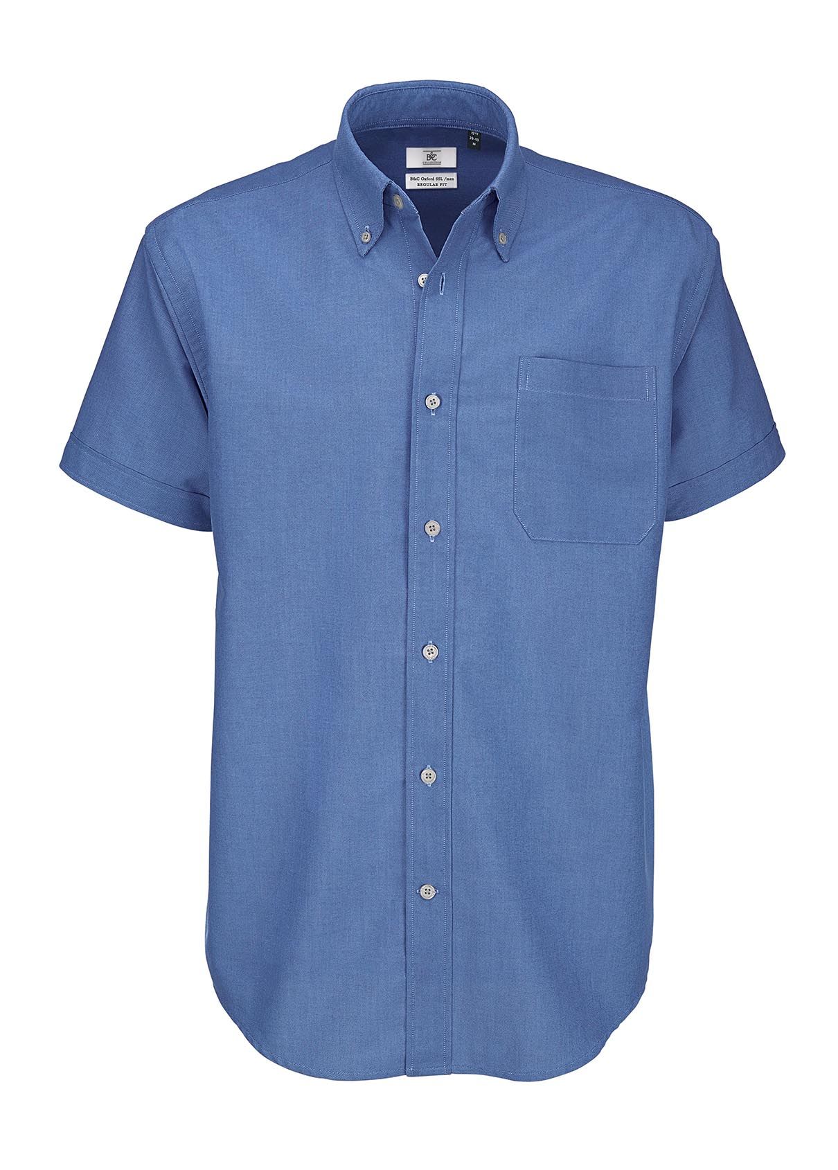 Chemise manches courtes Homme B&C Oxford bleue chemises