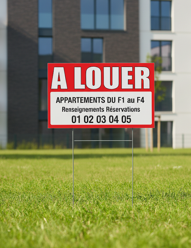 Panneau à louer personnalisable 40 x 60 cm planté dans gazon