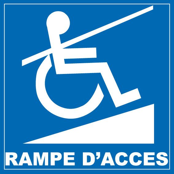 Autocollant Handicap "Véhicule Équipé Rampe Accès" - Modèle Femme 18cm - Vinyle Extérieur Résistant