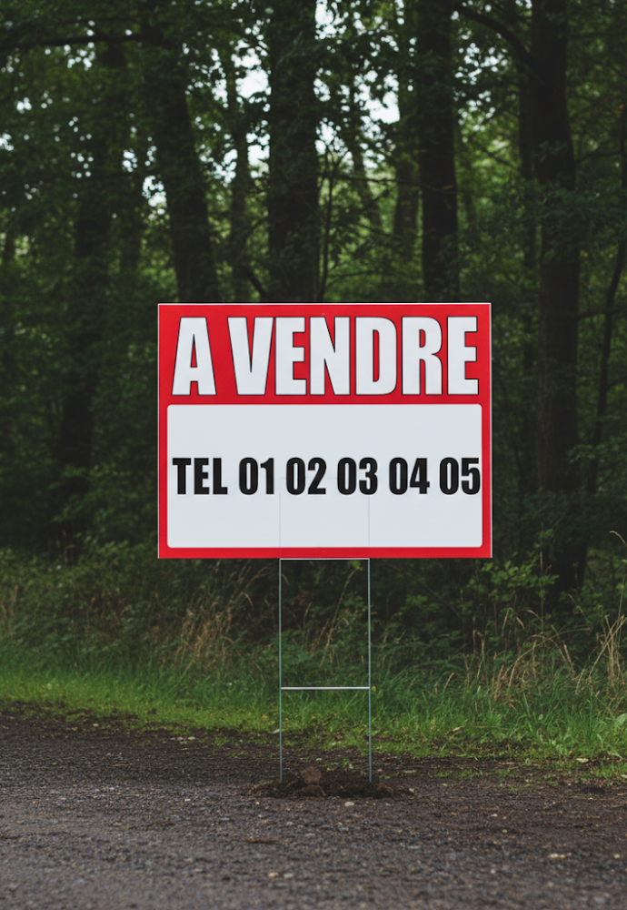 Panneau à vendre planté dans milieu naturel