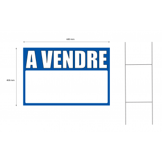 Panneau à vendre 40 x 60 cm bleu à planter avec le panneau d'un coté et la tringle