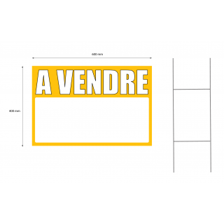 Panneau à vendre 40 x 60 cm jaune à planter avec le panneau d'un coté et la tringle de l'autre
