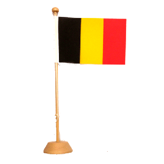 Drapeau de table Belgique en bois vernis