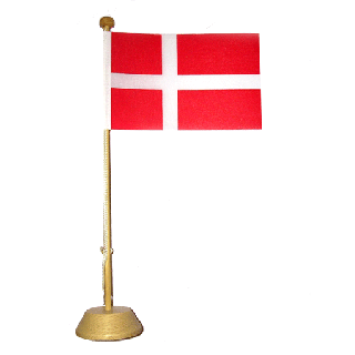 Drapeau de table Danemark en bois vernis
