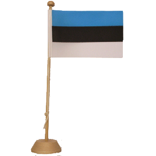 Drapeau de table Estonie en bois vernis