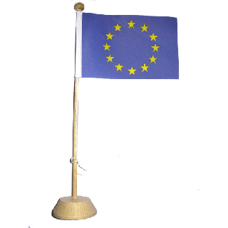 Drapeau de table Europe en bois vernis