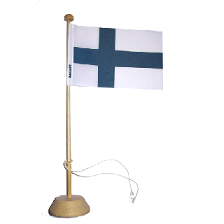 Drapeau de table Finlande en bois vernis