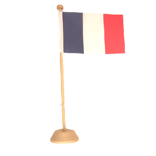Drapeau de table France en bois vernis