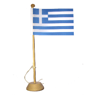 Drapeau de table Grèce en bois vernis