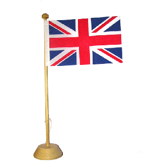 Drapeau de table Grande Bretagne en bois vernis