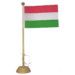 Drapeau de table Hongrie en bois vernis