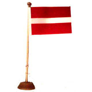 Drapeau de table Lettonie en bois vernis