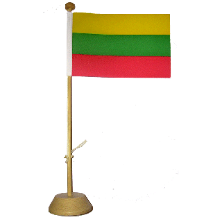 Drapeau de table Lituanie en bois vernis
