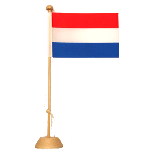 Drapeau de table Pays-Bas en bois vernis
