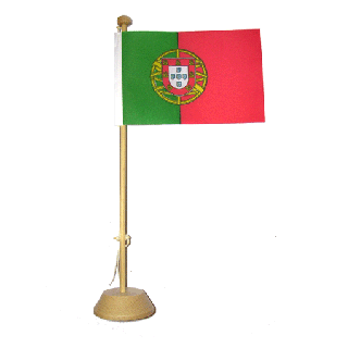 Drapeau de table Portugal en bois vernis