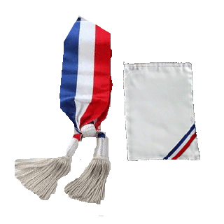 Echarpe tricolore argent d'adjoint au Maire 180 cm avec housse satin