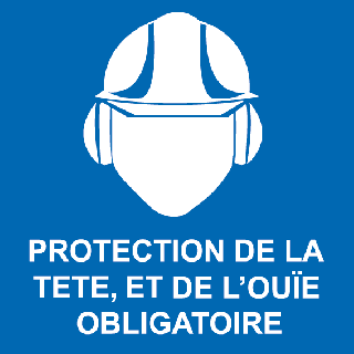 Panneau protection de la tête et de l'ouie obligatoire PVC