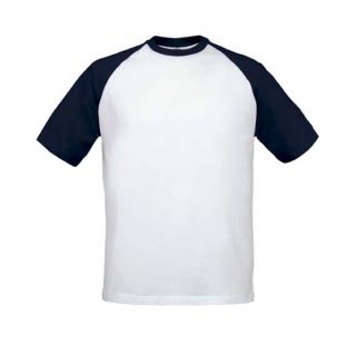 T-shirt baseball blanc et bleu