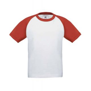 T-shirt baseball kids blanc et rouge